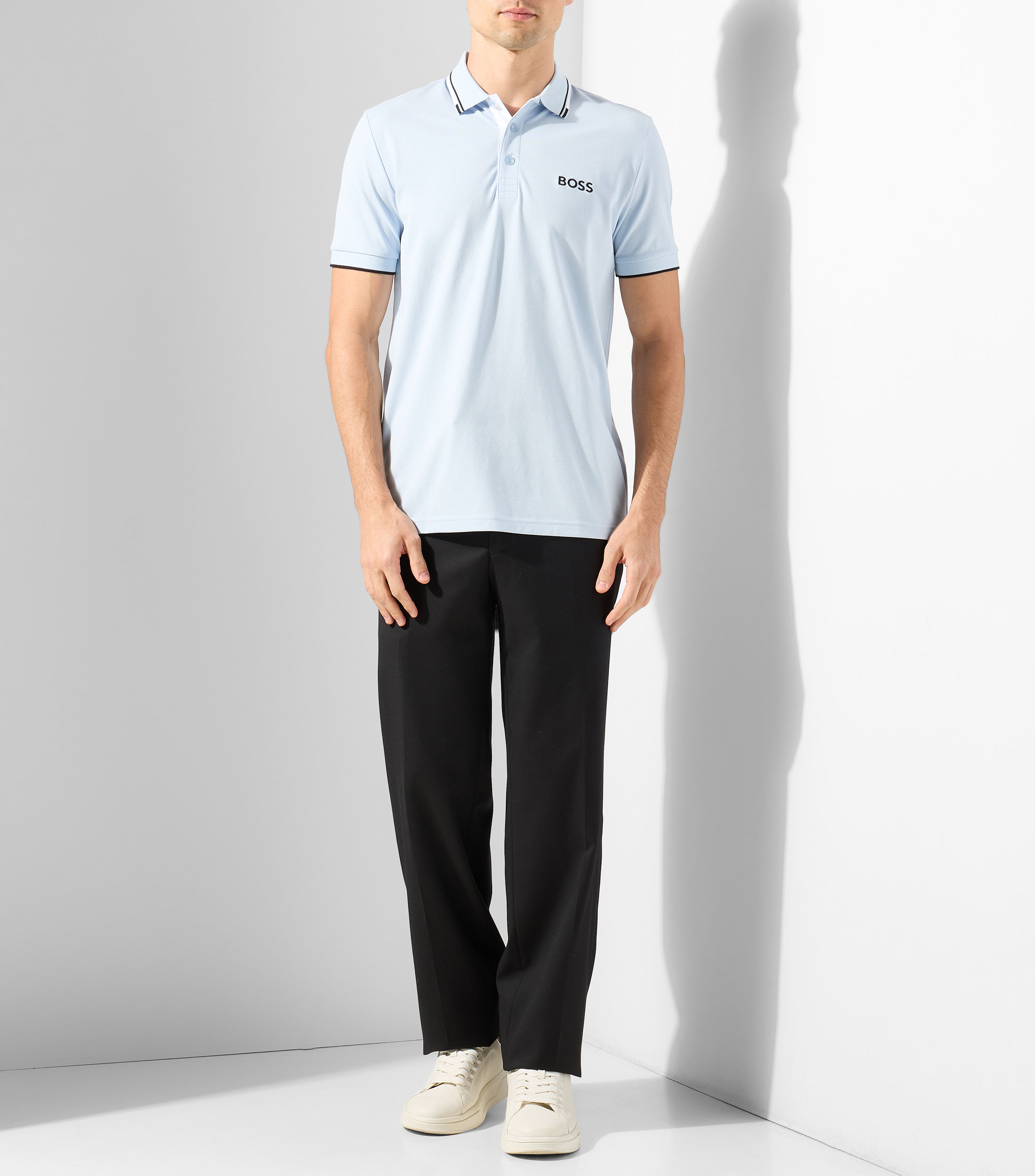 Playera polo manga corta sólida Hombre